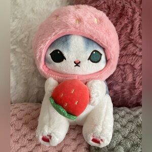 🐱🍓 18cm Limited Edition Sanrio Mofusand Cat Pink Peach Strawberry Plush Doll Toy